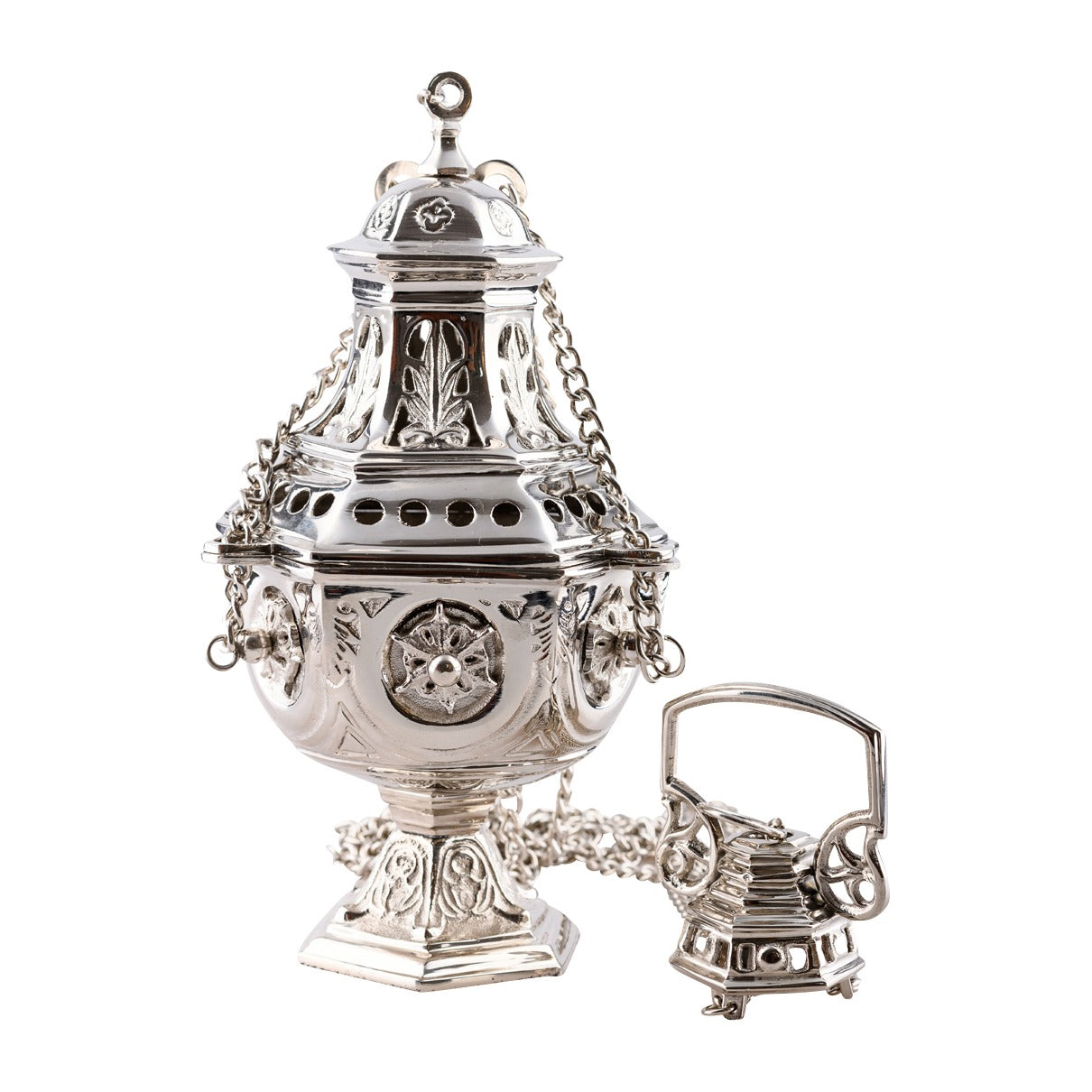 Turibolo placcato nickel H 27 cm