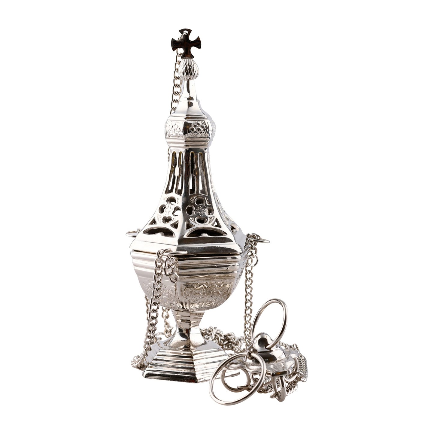 Turibolo placcato nickel H 31 cm