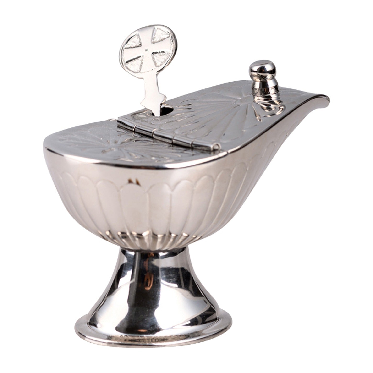 Navetta con cucchiaino placcato nickel H 7 cm