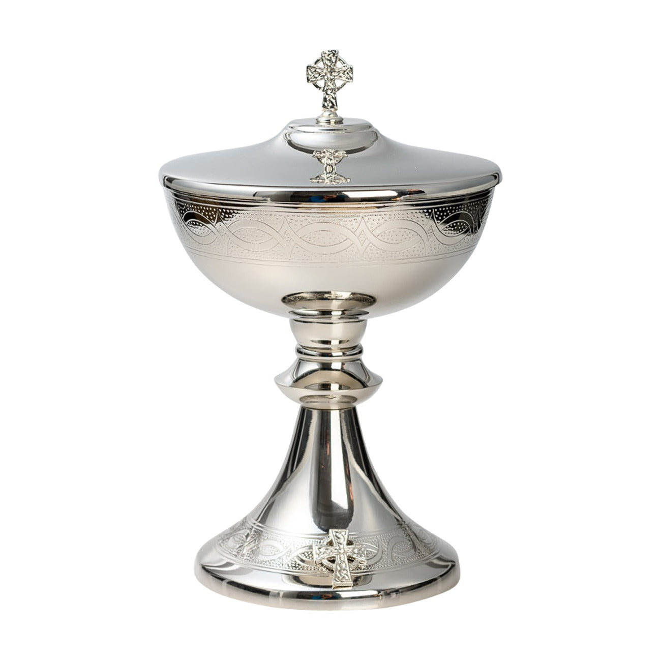 Pisside placcato nickel, dorato dell´interno H 23 cm