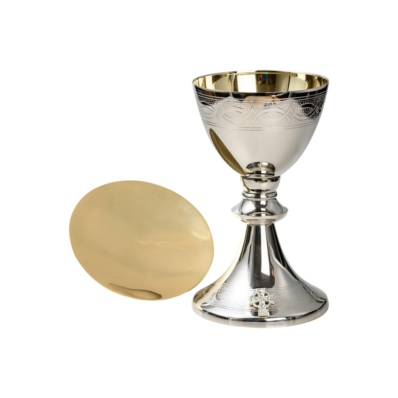 Calice placcato nickel, dorato dell´interno H 20 cm