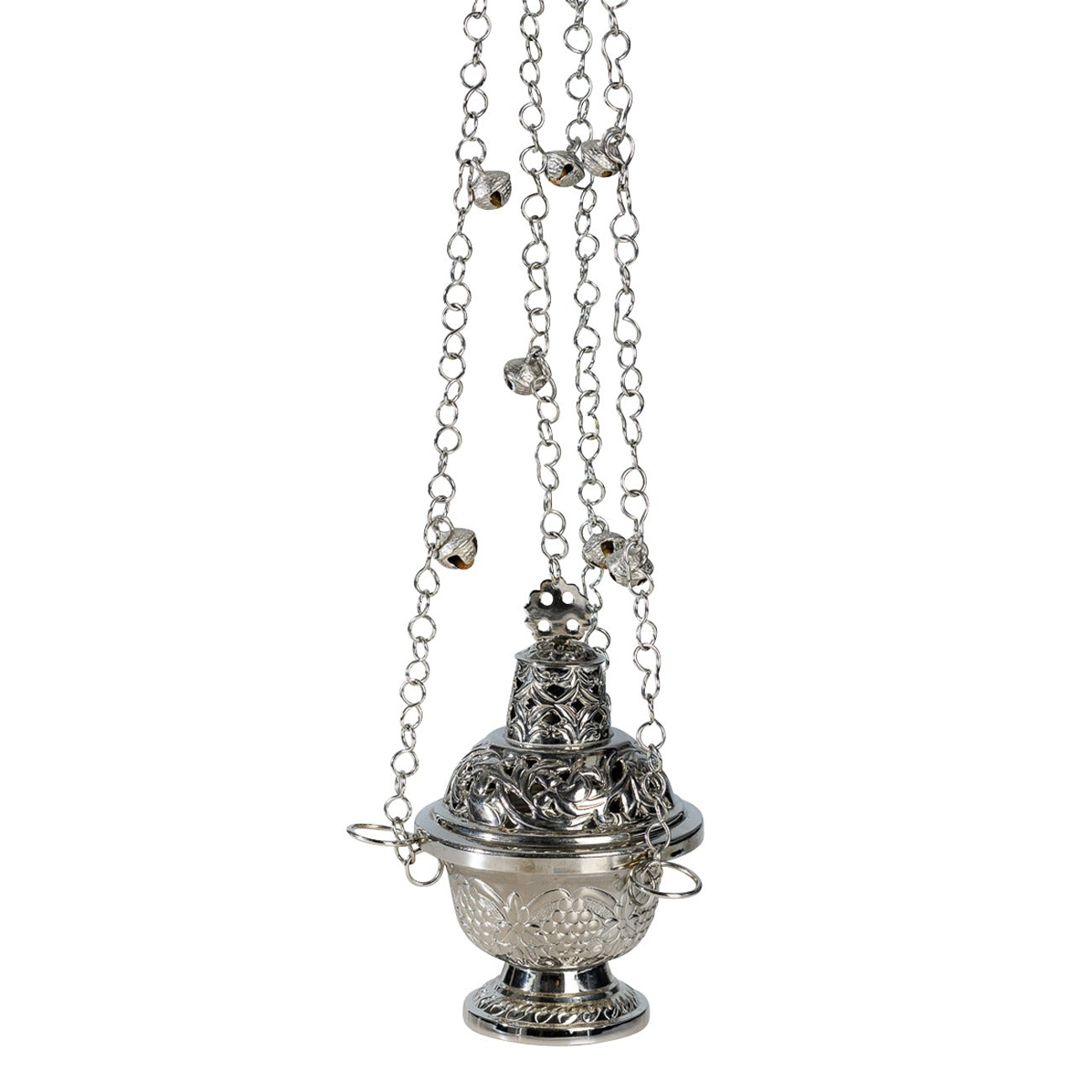Turibolo con campanelli placcato nickel H 16 cm