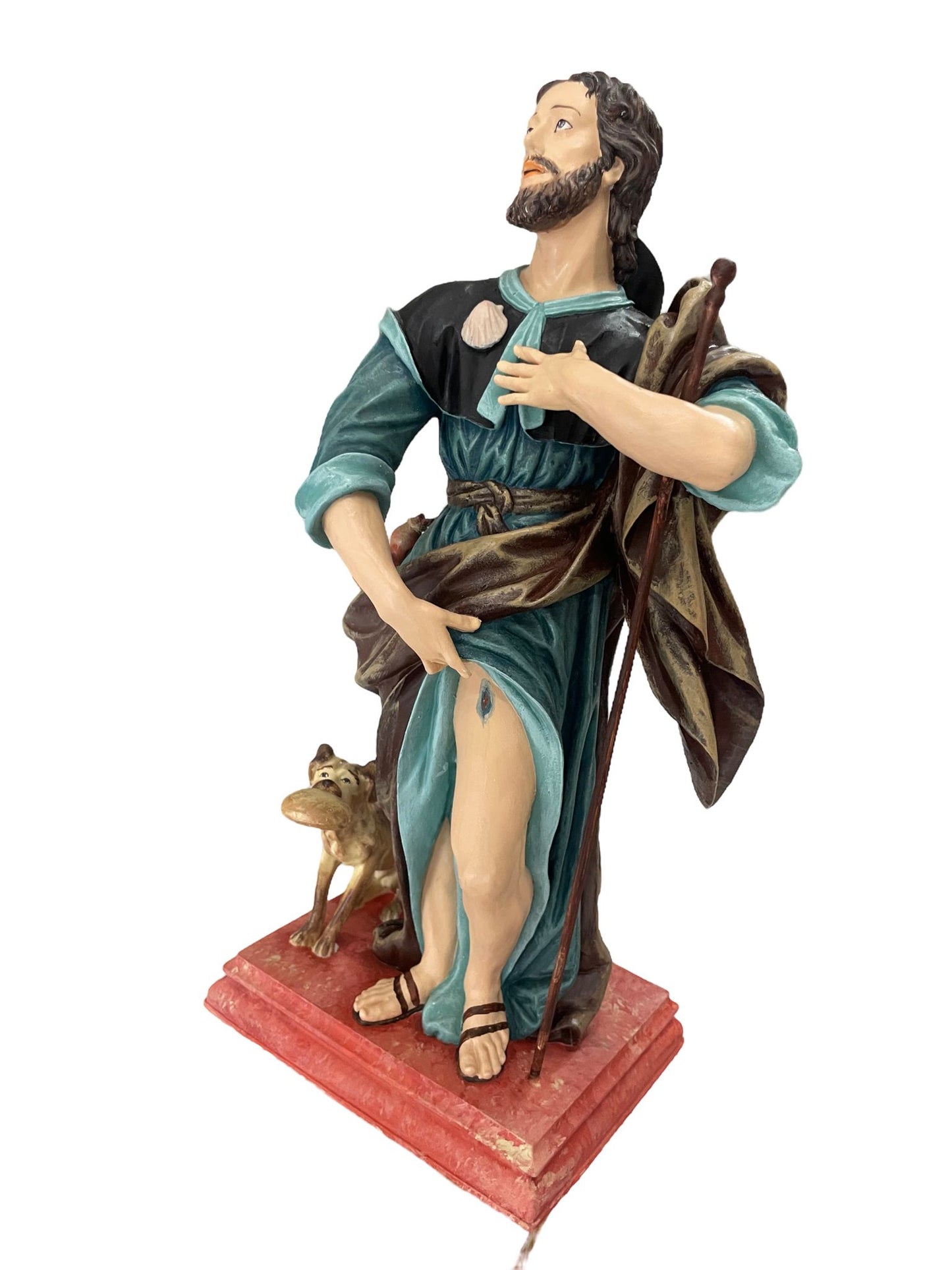 Statua San Rocco - 40cm - dipinta a mano