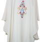 Casula mariana con ricamo "m rose" sul davanti e sul resto