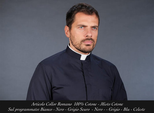 Camicia clergyman collo romano - luxdei.it