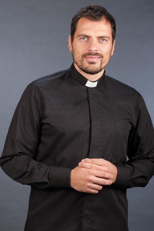 Camicia clergyman spigato nera - luxdei.it