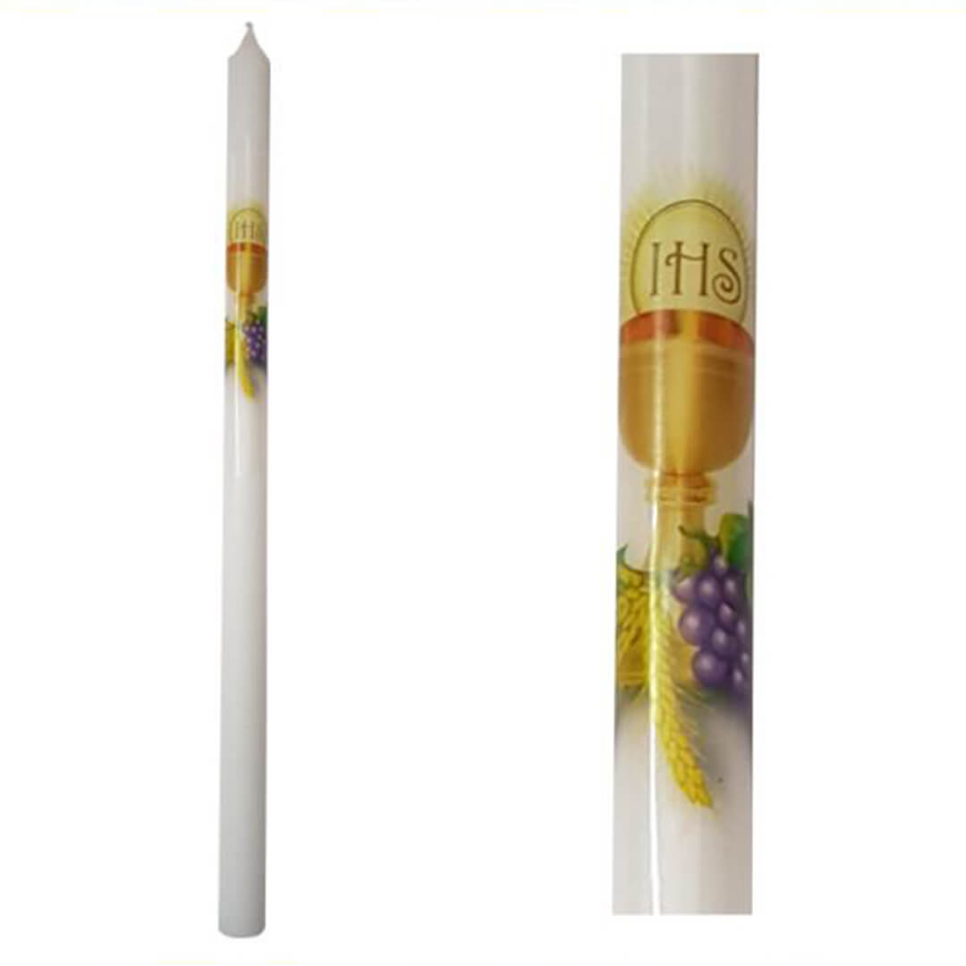 Candela Prima Comunione decorata da 37cm - Lux Dei - Vendita Articoli Religiosi