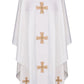Casula con croci ricamate e decorate bianca - luxdei.it