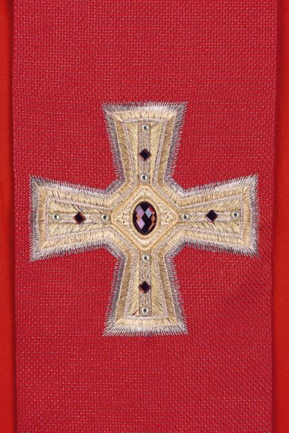 Casula con croci ricamate e decorate rossa - luxdei.it