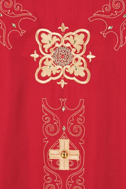 Casula ricamata e riccamente decorata rossa - luxdei.it