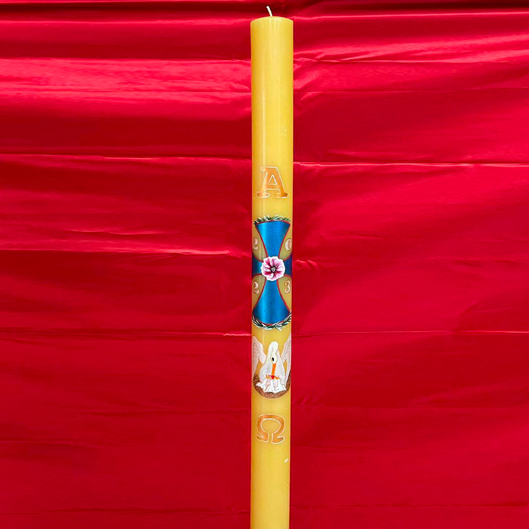 Cero pasquale dipinto a mano in cera d'api 80x120cm