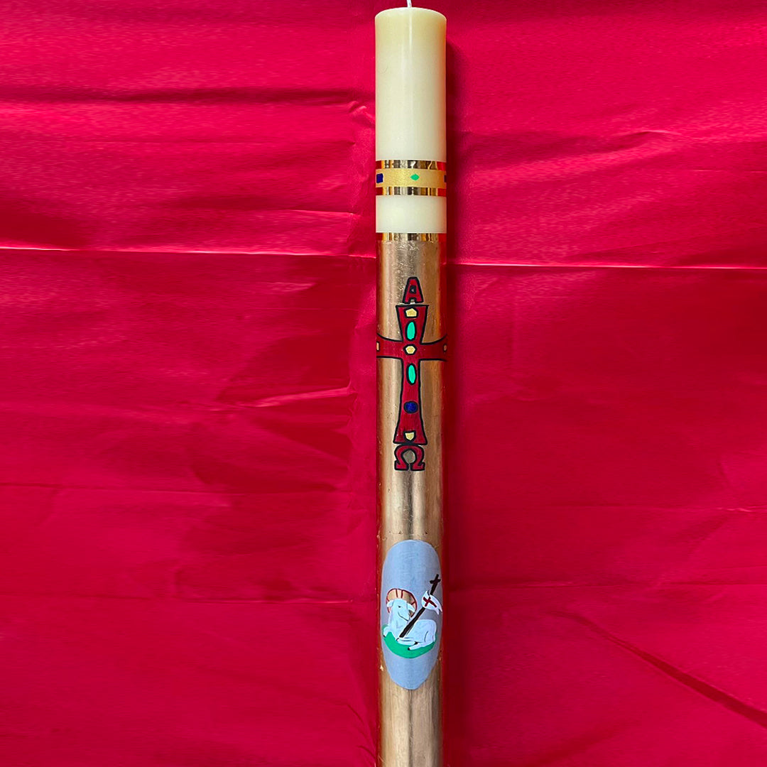 Cero Pasquale in cera d'api con Foglia Oro - 80x120cm
