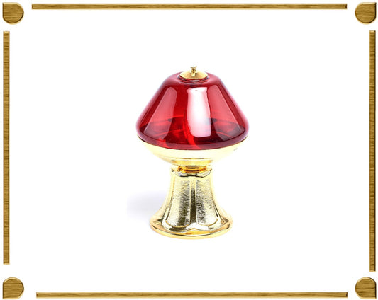 Lampada rossa art. 1490 su base dorata - luxdei.it