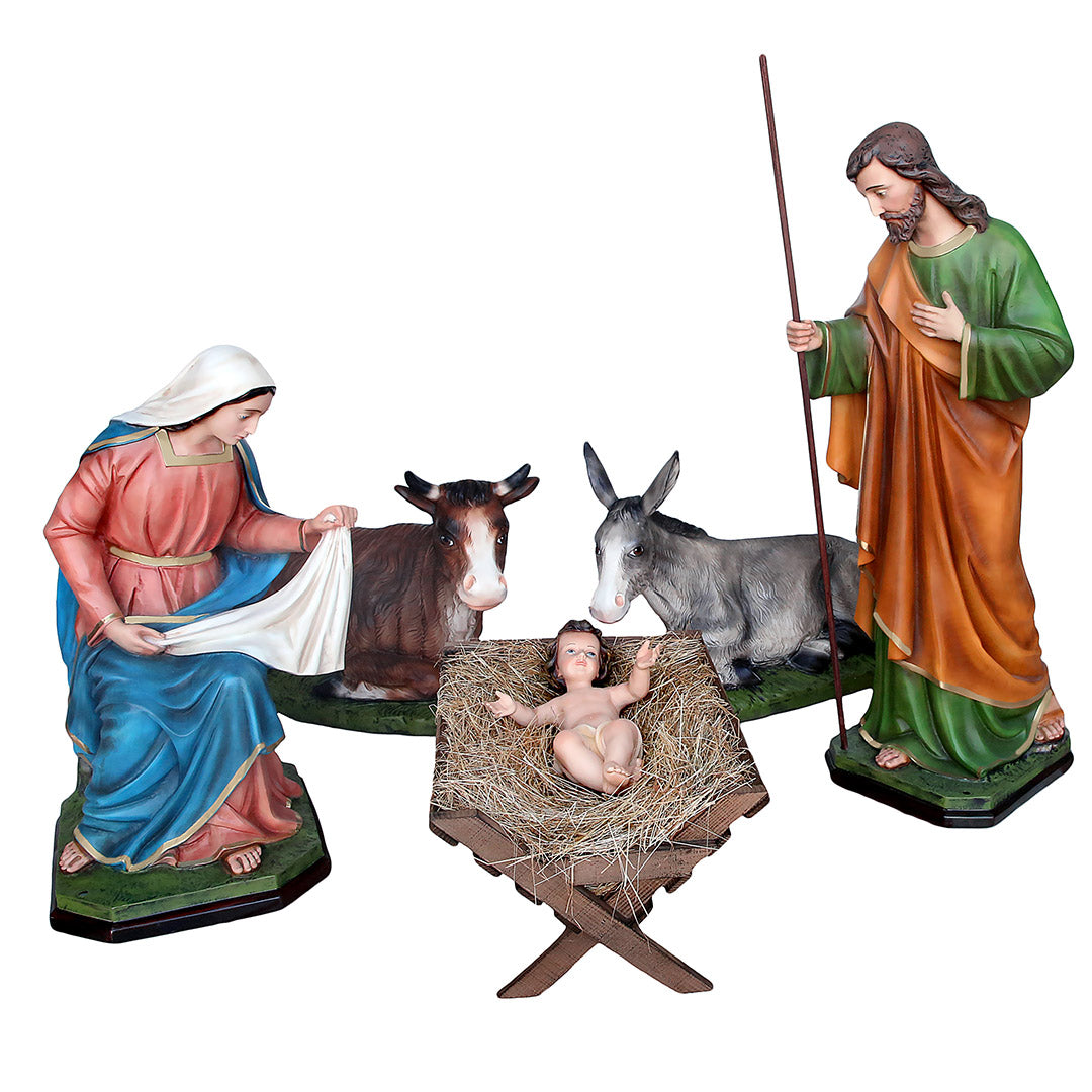 Natività 5 Pezzi con Sacra Famiglia più bue e asino - Diverse varianti