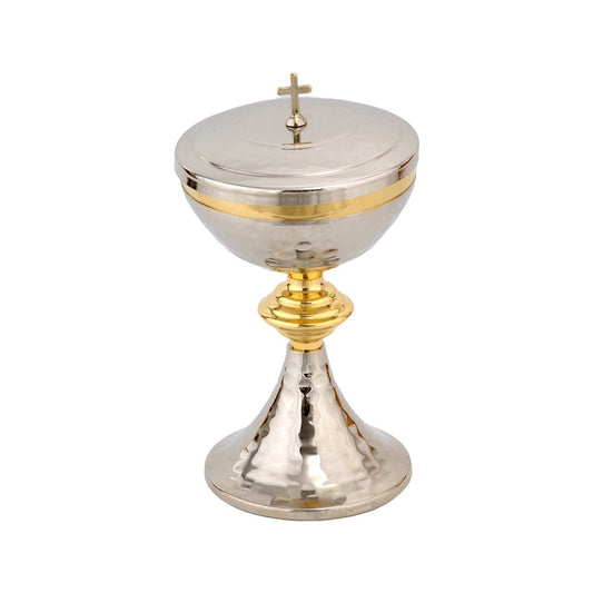 Pisside Martellata con Fodera in Argento, altezza 18,5cm - Lux Dei - Vendita Articoli Religiosi