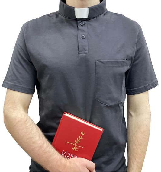 Polo Clergyman Sacerdote Cotone 100% - Grigio Scuro - luxdei.it