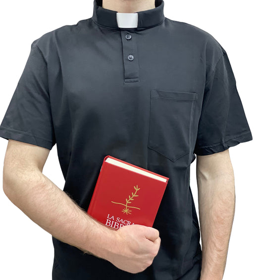 Polo Clergyman Sacerdote Cotone 100% - Nera - luxdei.it