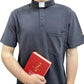 Polo Clergyman Sacerdote Cotone Piquet - Grigio Scuro - luxdei.it