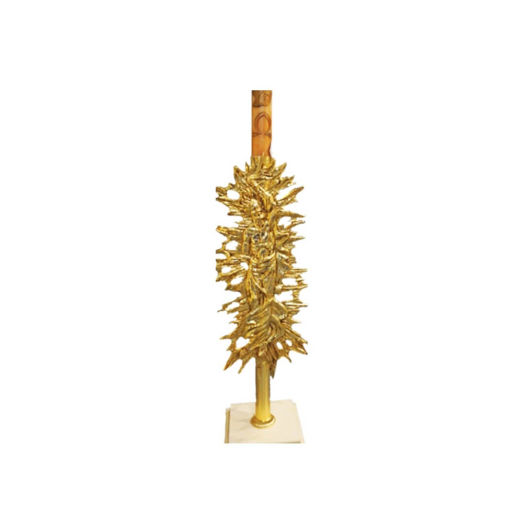 Portacero Cristo Risorto in ottone fuso da 102cm - Lux Dei - Vendita Articoli Religiosi