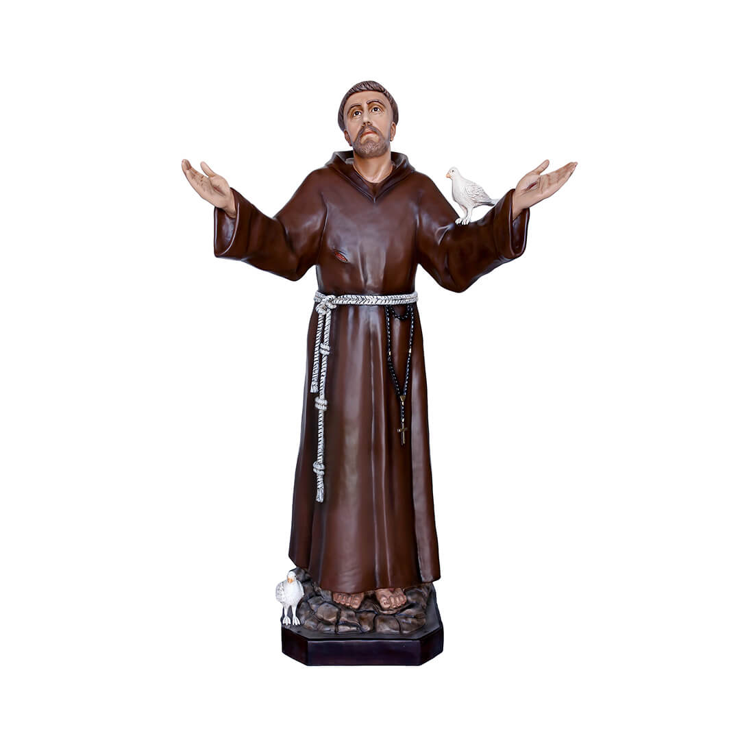Statua San Francesco d'Assisi - 175cm, braccia aperte - Lux Dei - Vendita Articoli Religiosi